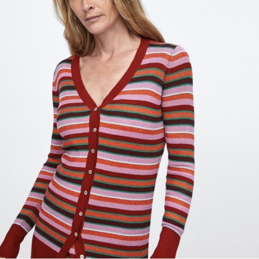 Zara knit cardigan striped metallic small